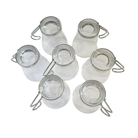 Vintage Clear Glass Cappuccino Expresso Tea Cup Coffee Mug Set of 7 Metal Handle - Picture 10 of 16